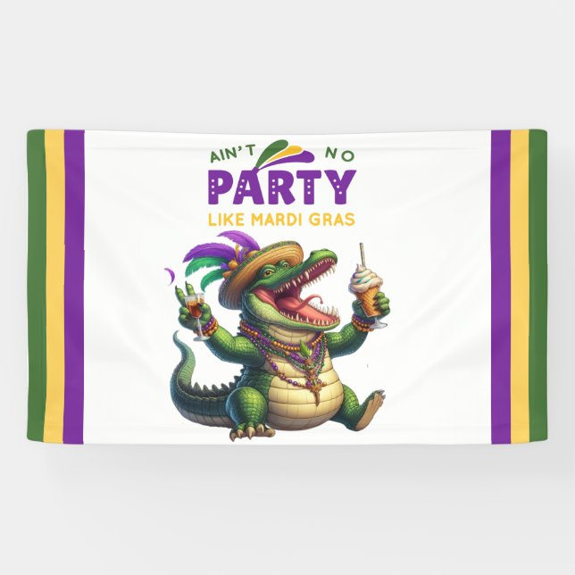 Banderoles Heureux Mardi Gras Alligator (Horizontal)