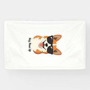 Banderoles Hey Vintage, Patte en l'air Corgi avec Lunettes de