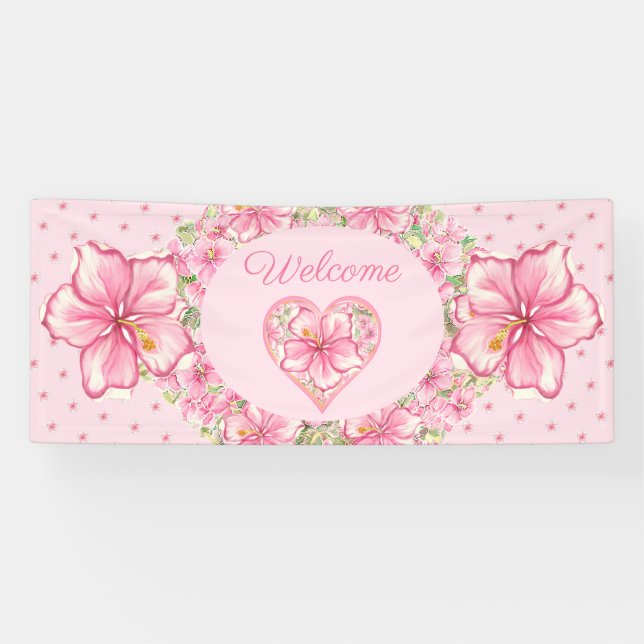 Banderoles Hibiscus & dentelle PINK (Horizontal)