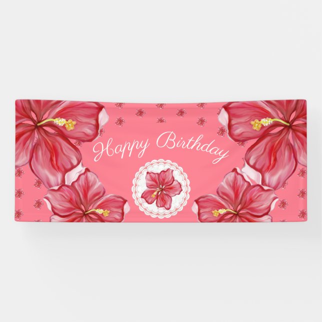 Banderoles Hibiscus & dentelle RED (Horizontal)