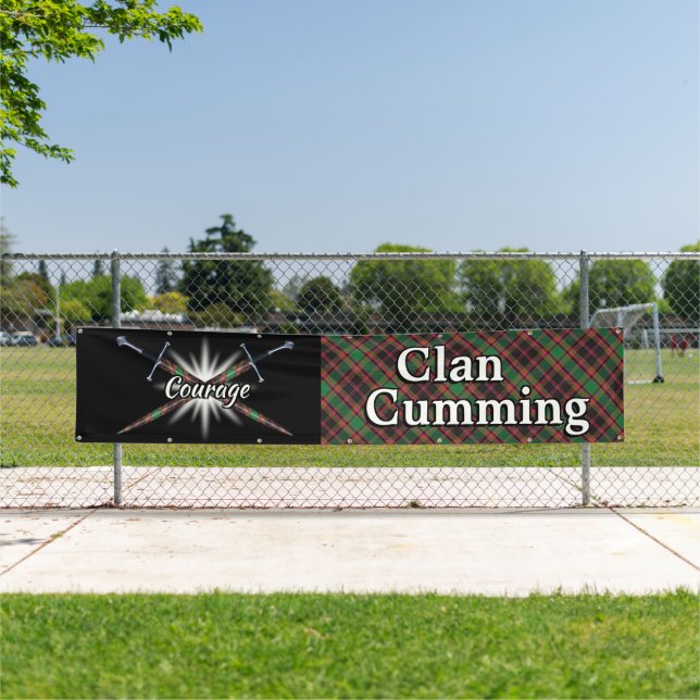 Banderoles Highland Festival Clan Cumming Chasse Tartan Tent (En situation)