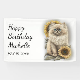 Banderoles Himalayan Kitten Chat Tournesols Joyeux anniversai