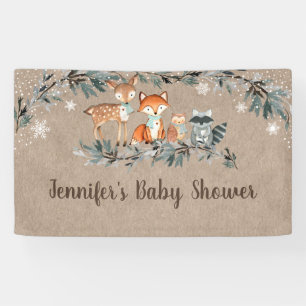 Banderoles Hiver Bois Végétation Baby shower rustique
