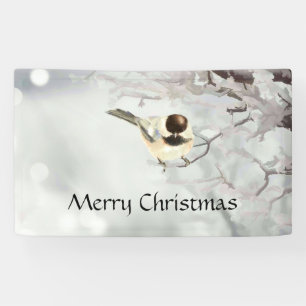 Banderoles Hiver Frosty Tree Chickadee Bird Custom