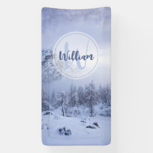 Banderoles Hiver merveilleux brouillard épinette forêt neige 
