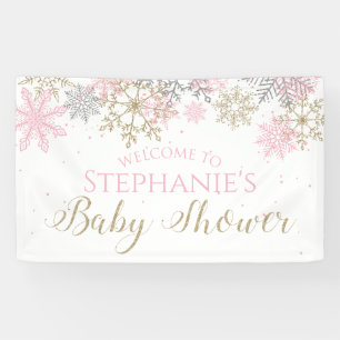Banderoles Hiver Pink Gold Parties scintillant Baby shower Fl
