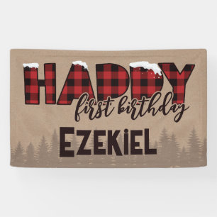 Banderoles Hiver Un Buffalo ONE derland Plaid Joyeux Annivers