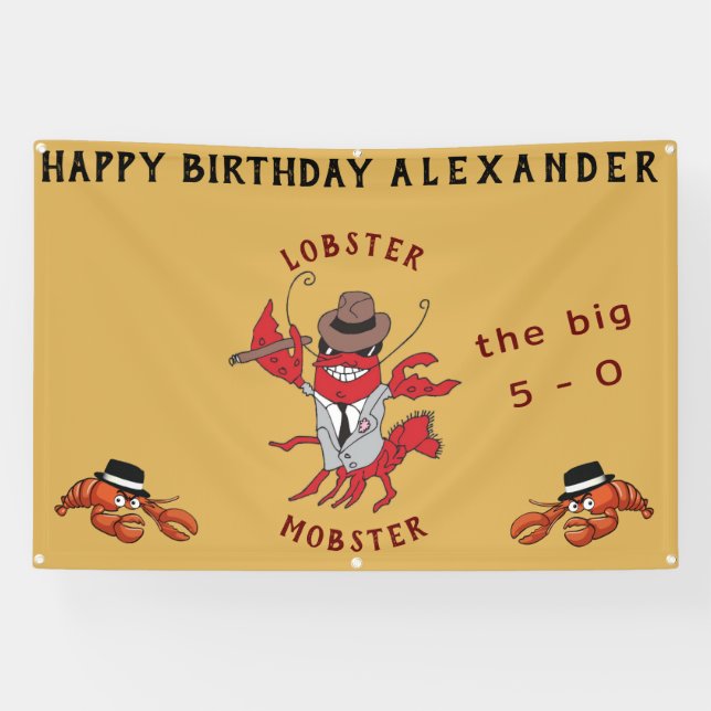 Banderoles Homard Homard 🦞 Drôle Cartoon Gangster (Horizontal)