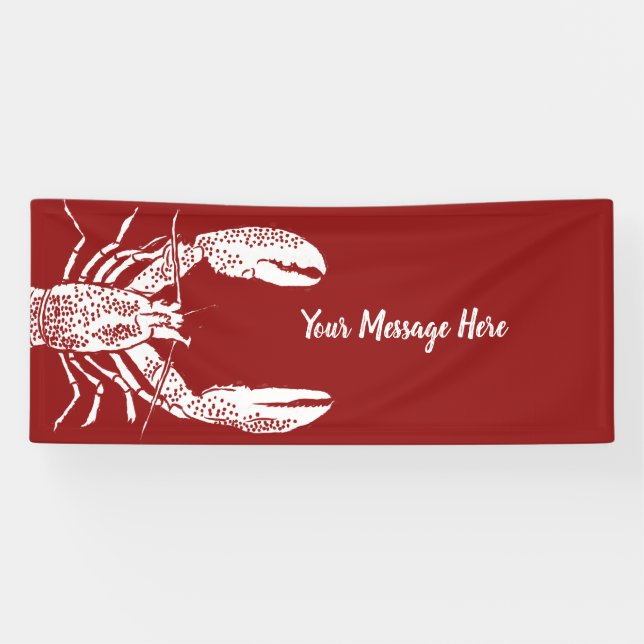 Banderoles Homard rouge et blanc Personnalisé (Horizontal)