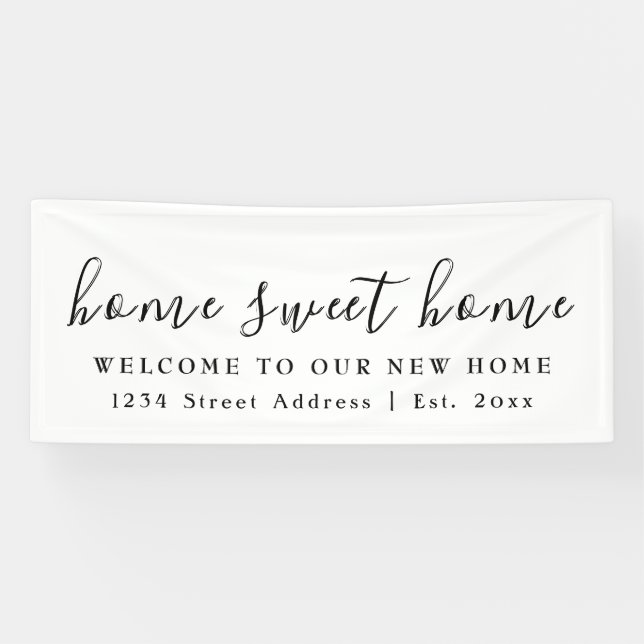 Banderoles Home Sweet Home | Blanc | Fête du réchauffement du (Horizontal)