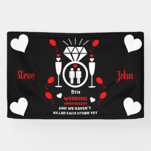 Banderoles Hommes homosexuels 5e anniversaire de Mariage