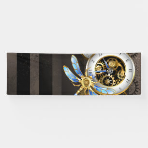 Banderoles Horloge à vapeur avec libellule mécanique