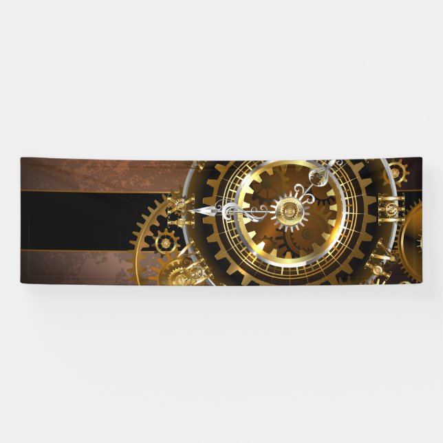 Banderoles Horloge Steampunk avec des engrenages anciens (Horizontal)