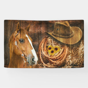 Banderoles Horse Cowboy Casquette Lasso Sunflower Rustic Barq