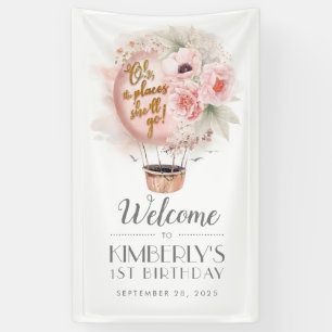 Banderoles Hot Air Balloon Floral Anniversaire Bienvenue