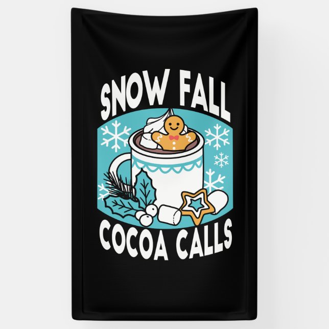 Banderoles Hot Cocoa and Winter Charm - Snow Fall Cocoa Calls (Vertical)