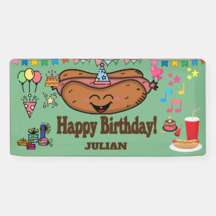 Banderoles hot dog themed personalized birthday 