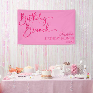 Banderoles Hot rose moderne minimaliste Anniversaire Brunch P