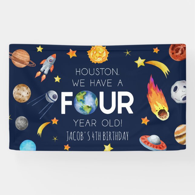Banderoles Houston Nous avons quatre ans 4e fête d'anniversai (Horizontal)