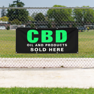 Banderoles Huile CBD et produits vendus ici Affaires Extérieu