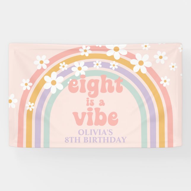 Banderoles Huit est Vibe Pastel arc-en-ciel 8e anniversaire (Horizontal)
