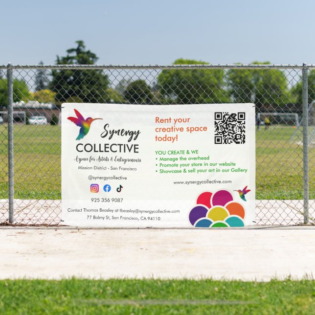 Banderoles Hummingbird Business Logo QR Code Location Espace (Insitu)