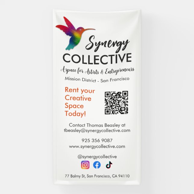 Banderoles Hummingbird Modern Business Logo Code QR (Verticale)