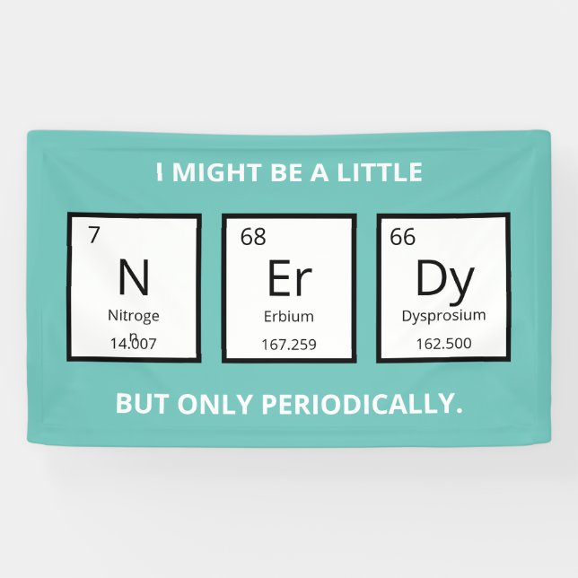 Banderoles Humour de table périodique Nerdy | Funny Science P (Horizontal)