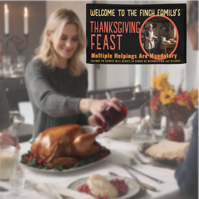 BANDEROLES HUMOUR THANKSGIVING FAMILLE BANNER FÊTE FAMILIALE (Créateur téléchargé)