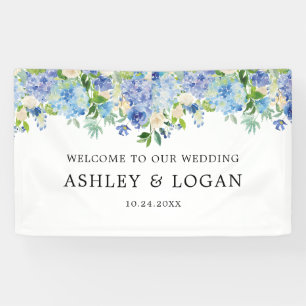 Banderoles Hydrangea Aquarelle Florale Mariage Bienvenue