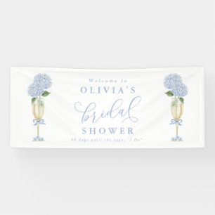 Banderoles Hydrangea Bleu & Champagne Doré Bienvenue Grand