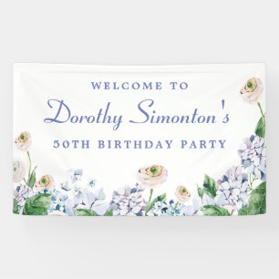 Banderoles Hydrangea Rose 50e anniversaire Bienvenue