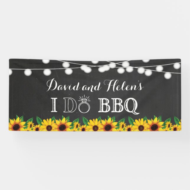 Banderoles I FAIRE BBQ Sunflower Chalkboard Mariage engagemen (Horizontal)