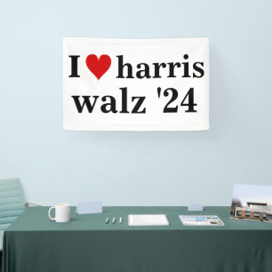 Banderoles i heart harris walz président des élections de 202