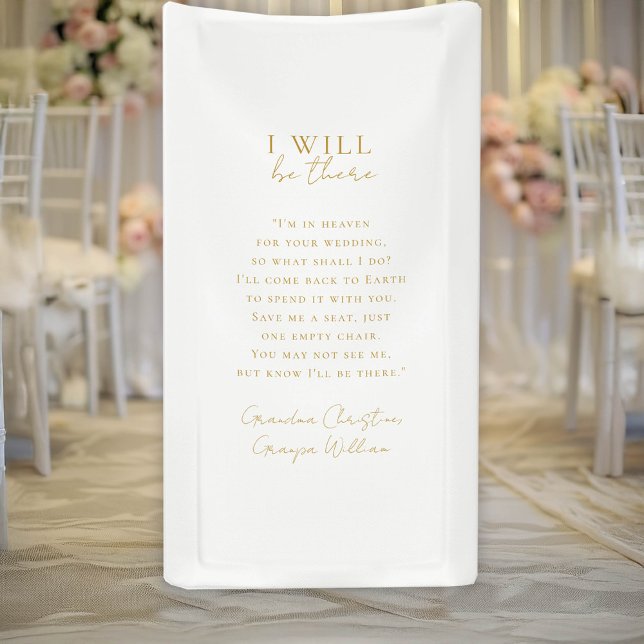 Banderoles "I will be there", Memorial, White (" I will be there" Wedding, Memorial, White, Banner. Save a seat.)
