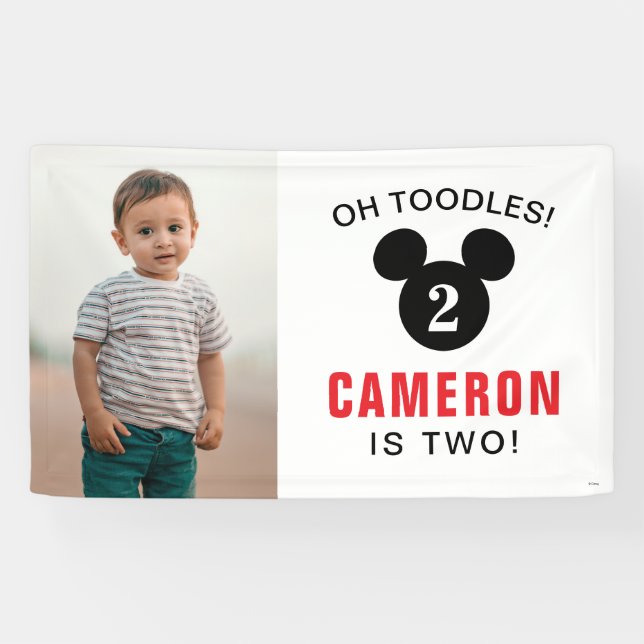 Banderoles Icône de tête de souris Mickey Anniversaire - Phot (Horizontal)