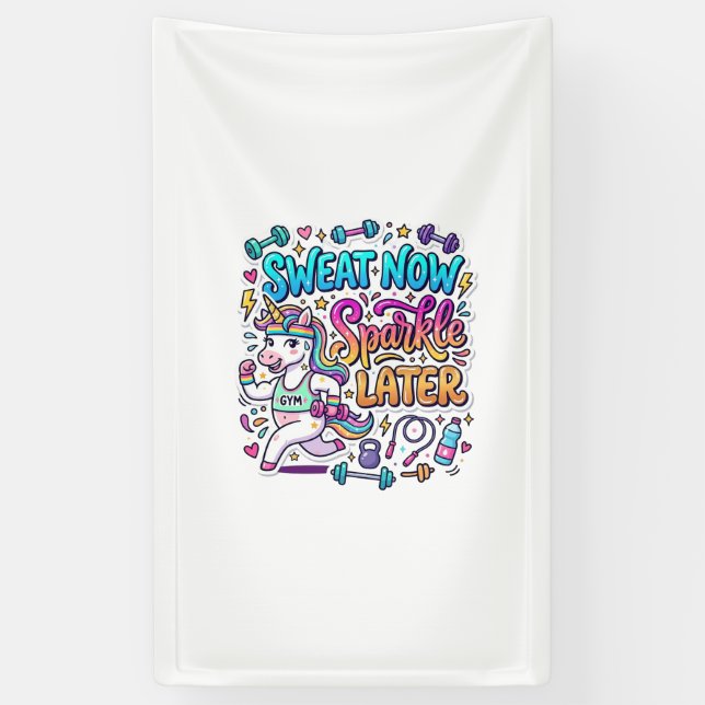 Banderoles Idée Cadeau Licorne Sweat Maintenant Étincelle Plu (Vertical)