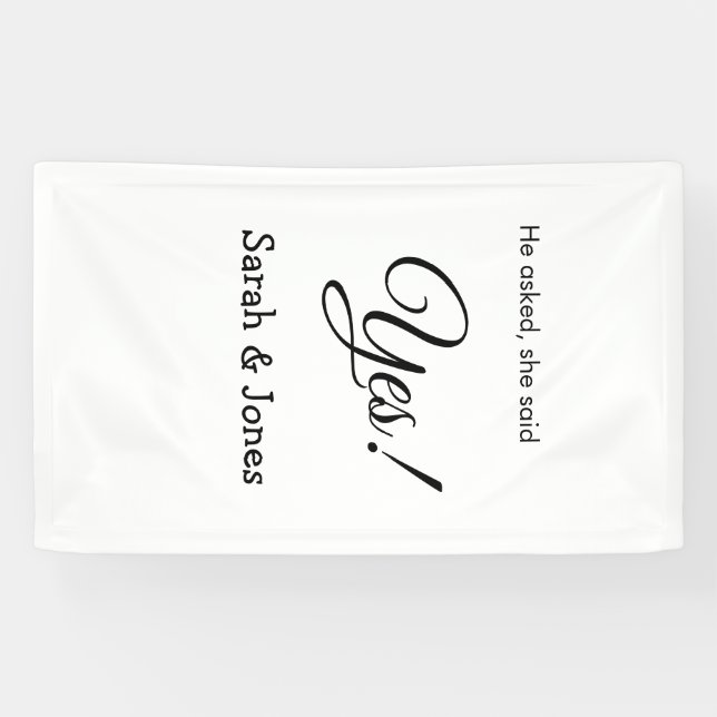 Banderoles Il a demandé elle a dit oui engagement simple mini (Horizontal)