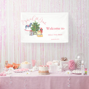 Banderoles Il fait froid dehors Baby shower de fille rose hiv