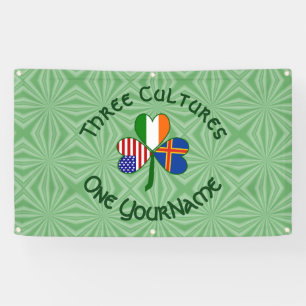 Banderoles Îles Åland Irlande États-Unis Trèfle Personnalisé 