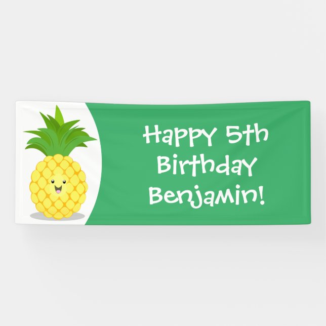 Banderoles Illustration d'ananas mignon (Horizontal)