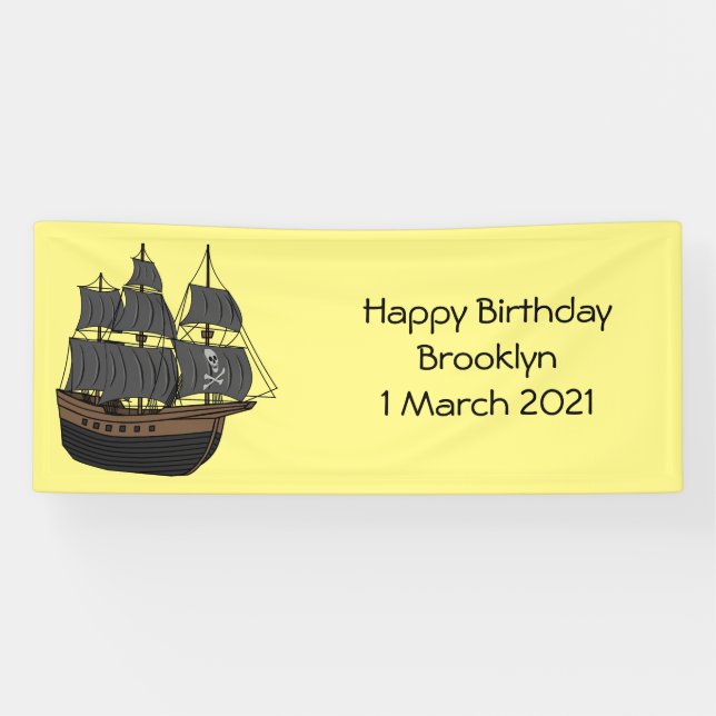 Banderoles Illustration de bateau pirate (Horizontal)