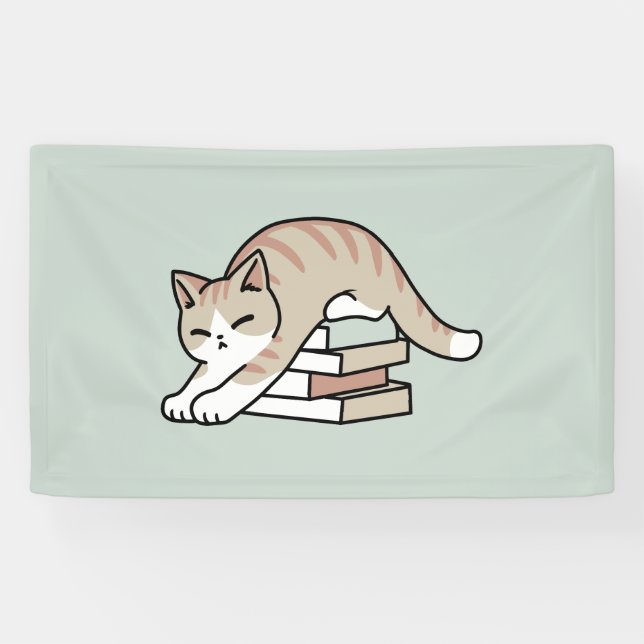 Banderoles Illustration de chat Lover - Curled Up & Cosy (Horizontal)