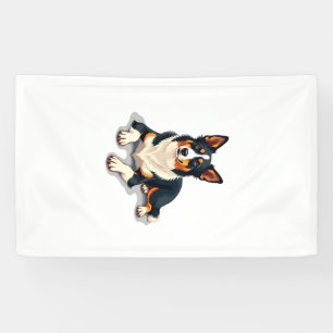 Banderoles Illustration de chien vintage tricolore Border Col