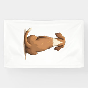 Banderoles Illustration de chien vue arrière vintage marron e