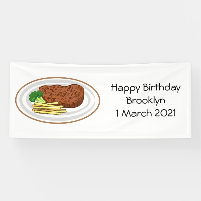 Banderoles Illustration de dessin de steak (Horizontal)