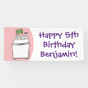 Banderoles Illustration de lave-linge mignonne
