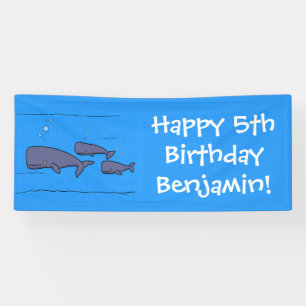 Banderoles Illustration de mignonne migratrice de baleines à 