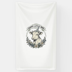 Banderoles Illustration de veau d'anniversaire Gravure vintag