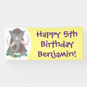 Banderoles Illustration drôle de mammouth laineux